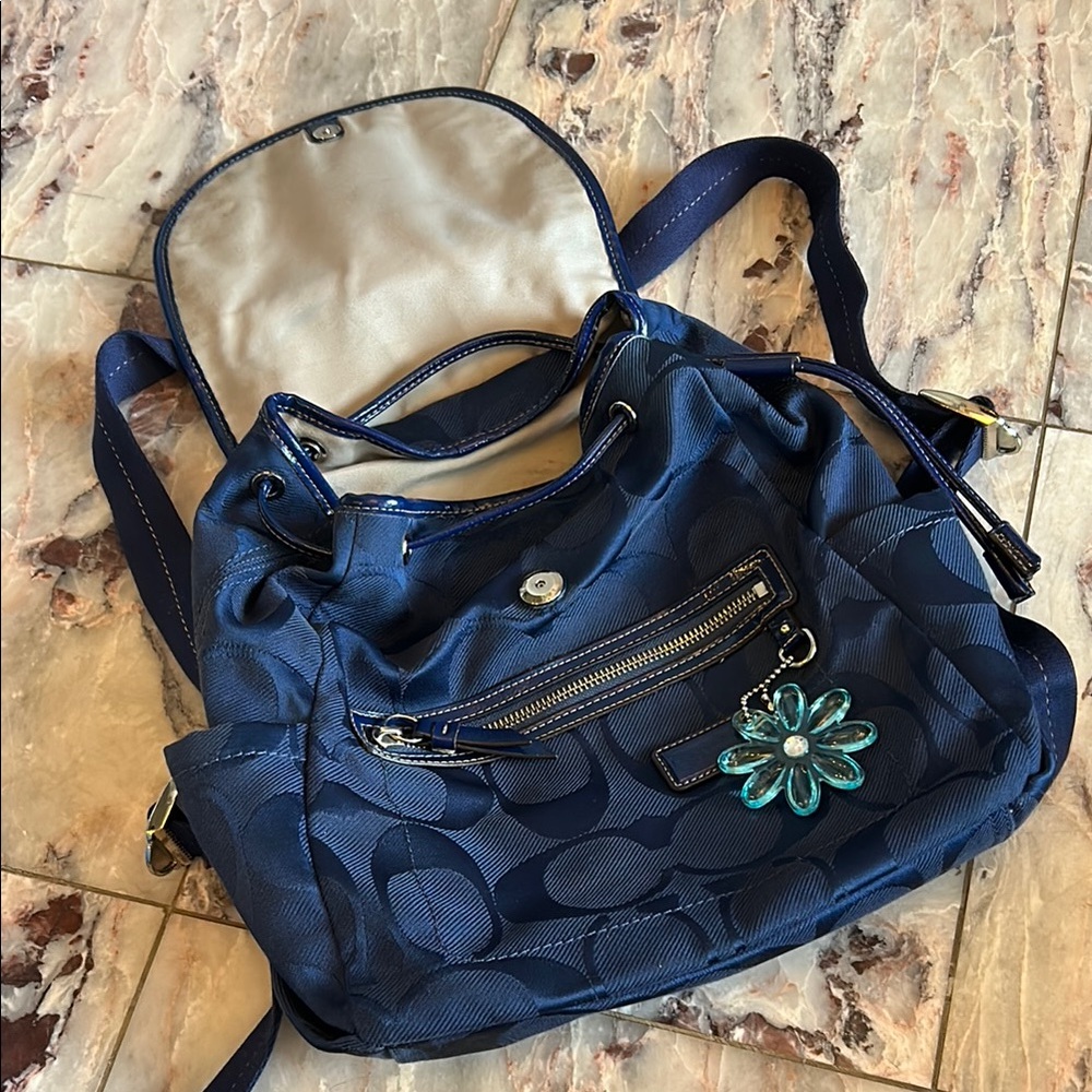 Navy Blue Coach Women's Backpack - Picture 3 of 12